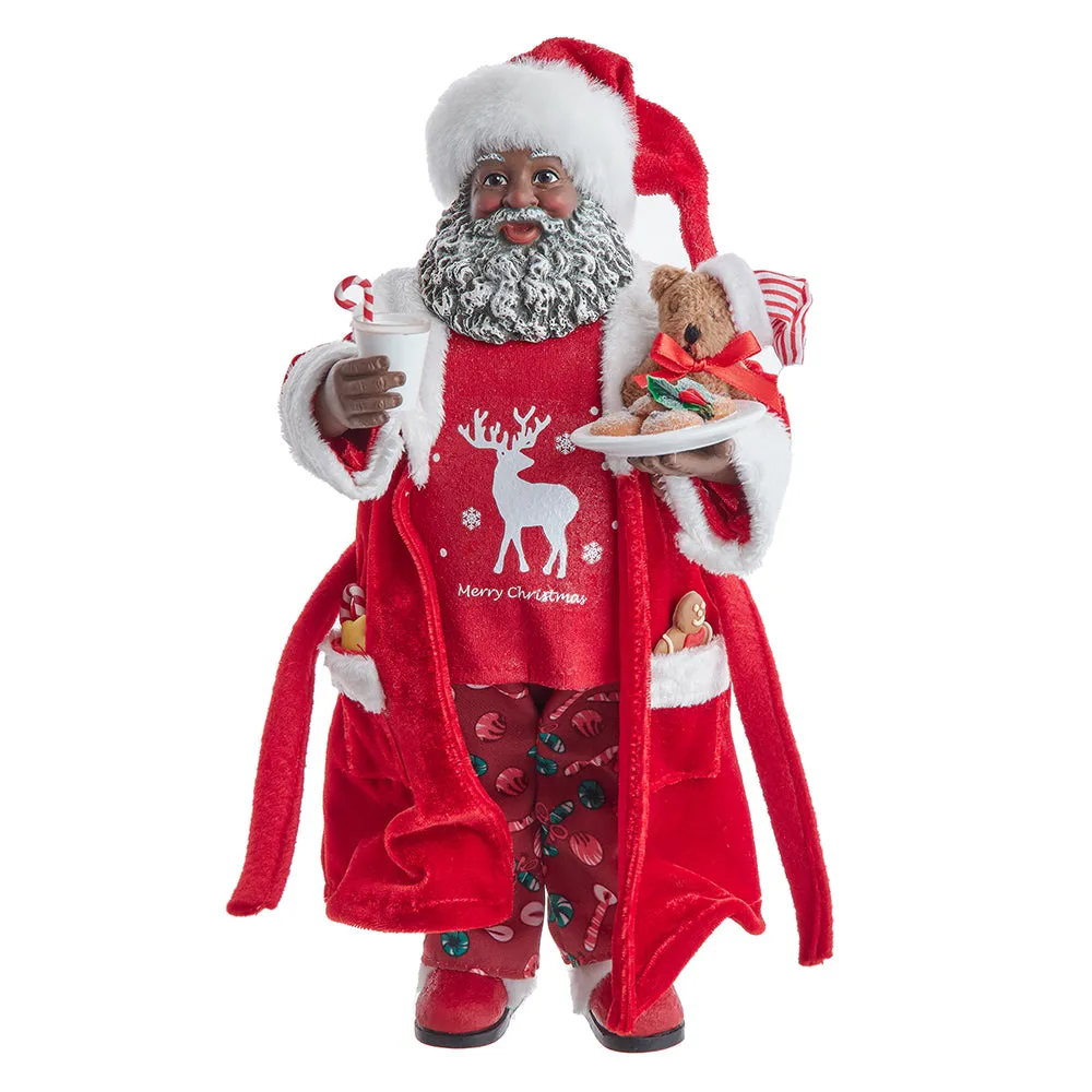 10.5" Fabriché™ African American Santa In Pajamas and Robe