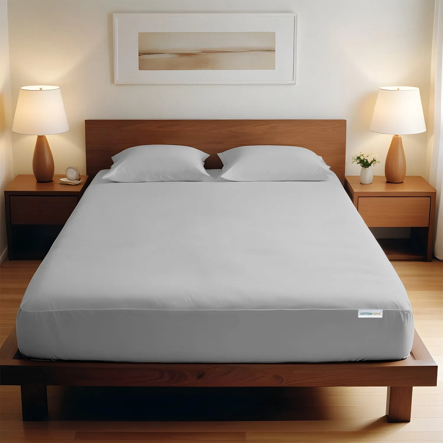 3 Piece Fitted Sheet Set Super Soft Grey King Size 180x200 30cm with 2 Pillow Case