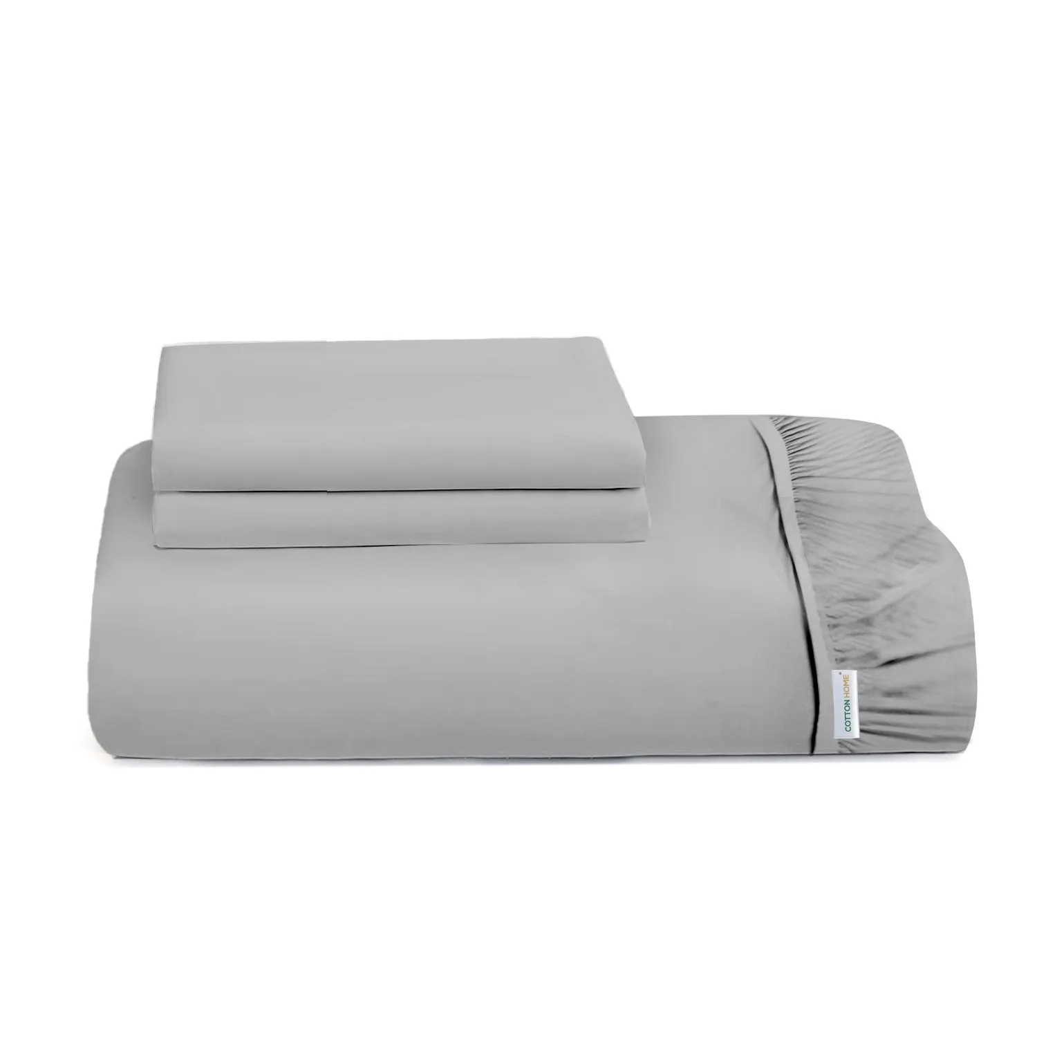 3 Piece Fitted Sheet Set Super Soft Grey King Size 180x200 30cm with 2 Pillow Case