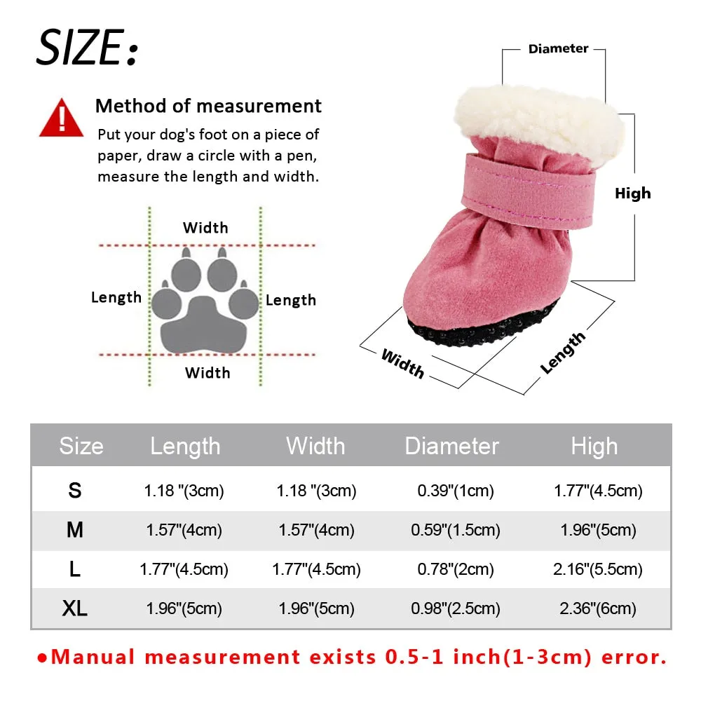 4pcs Winter Anti-Slip Pet Boots for Small Pets