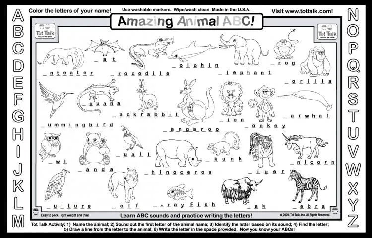 ABC Animals Placemat