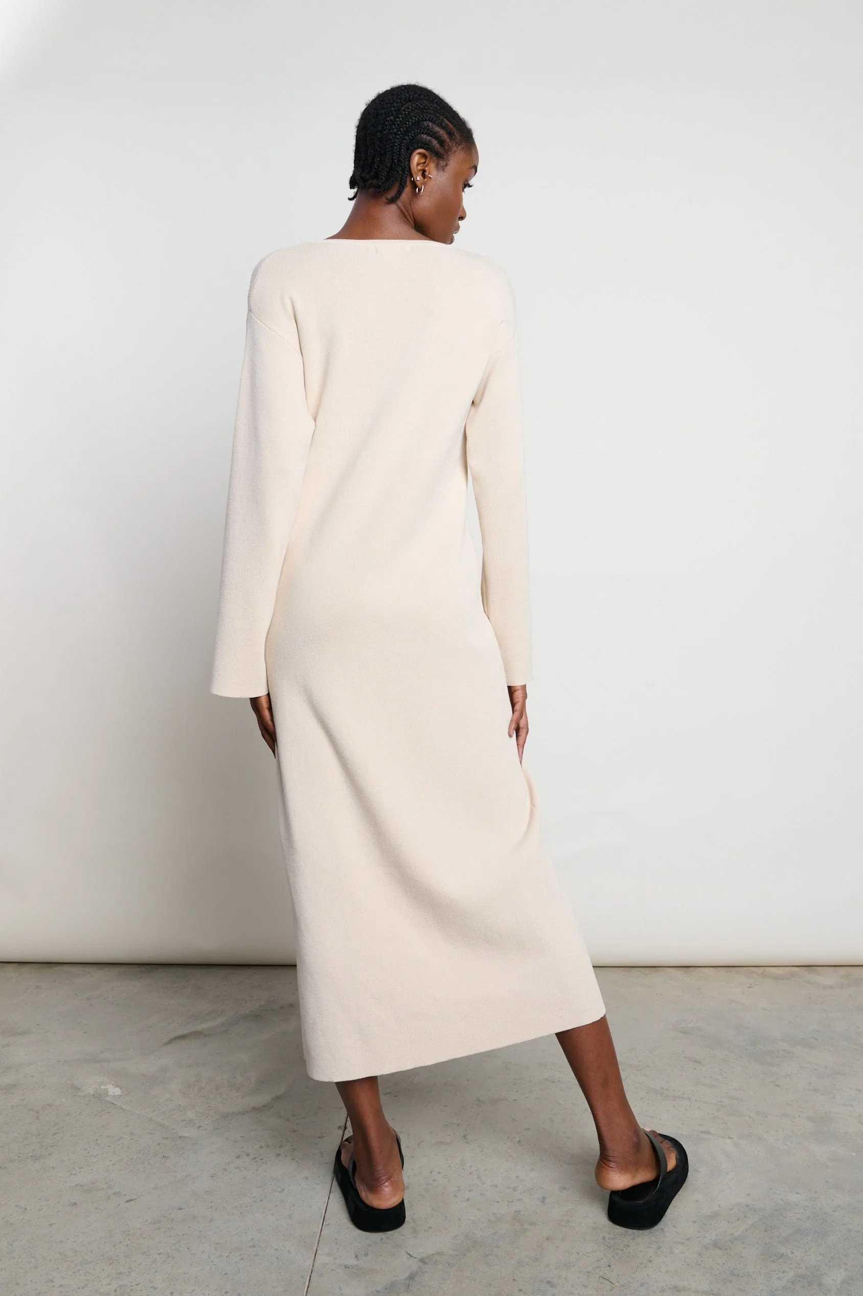 Abriana V-Neck Knit Dress - Beige