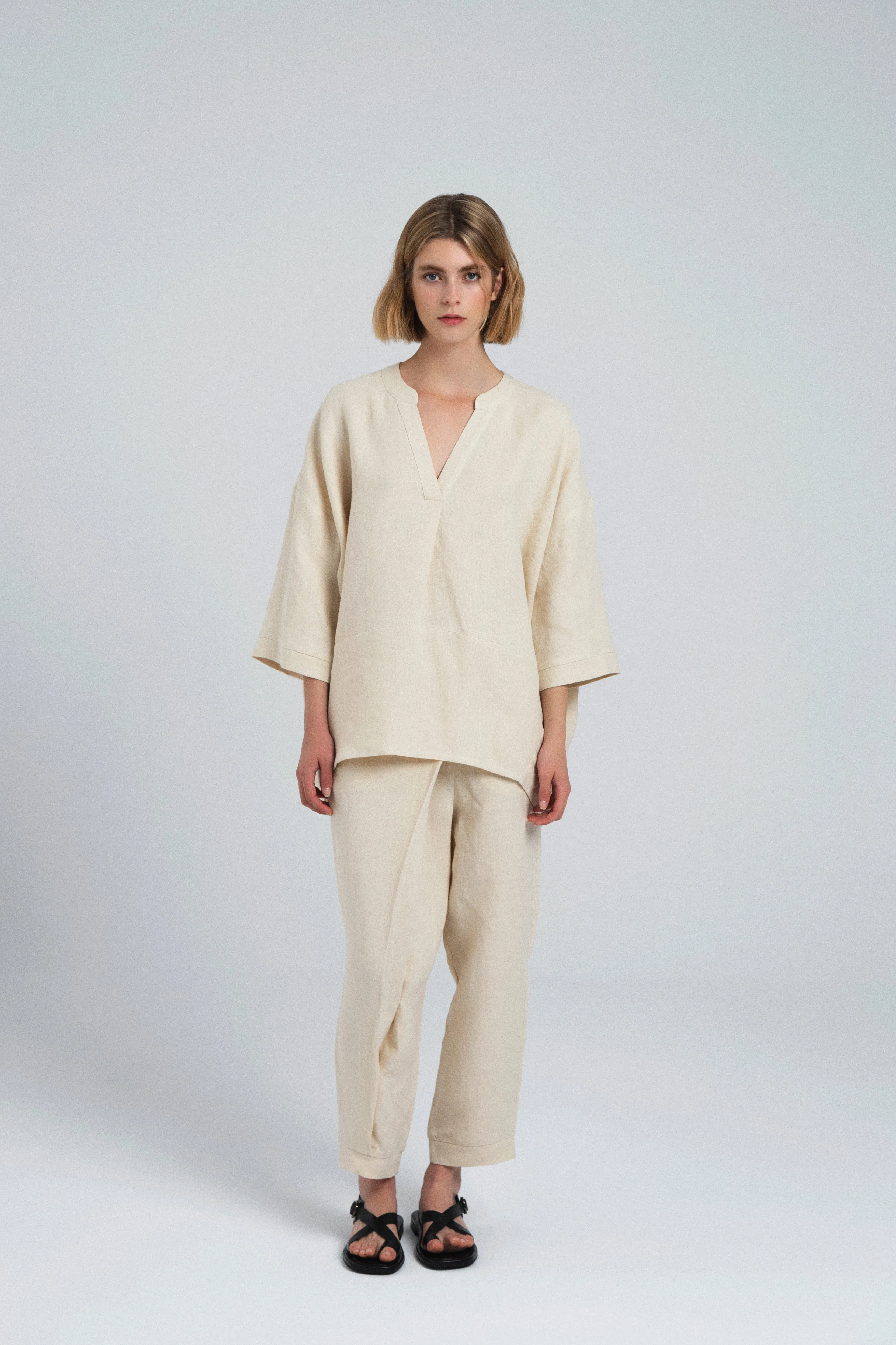 Barrow Pant in Striped Linen