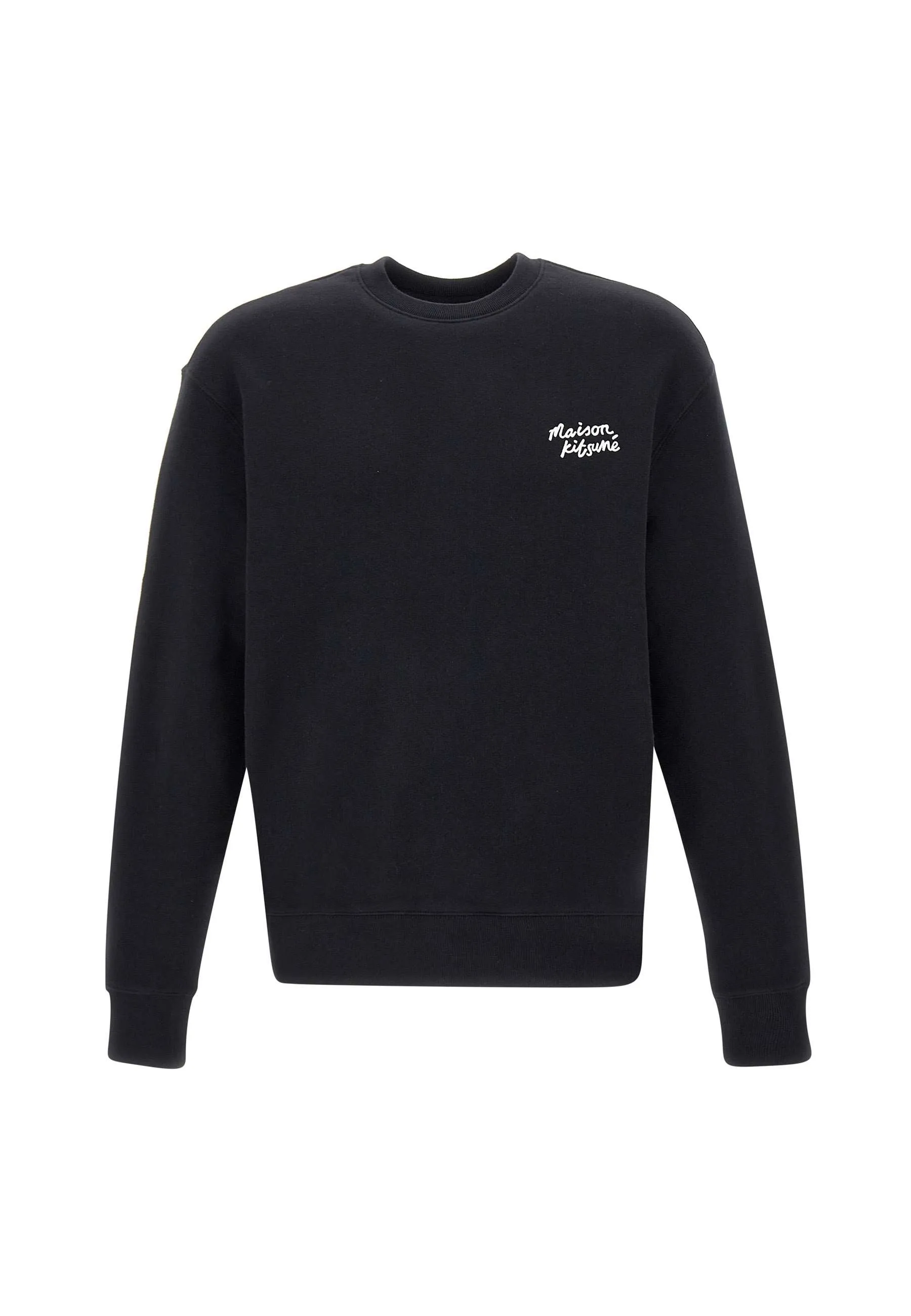 Black Cotton Crew Neck Sweatshirt