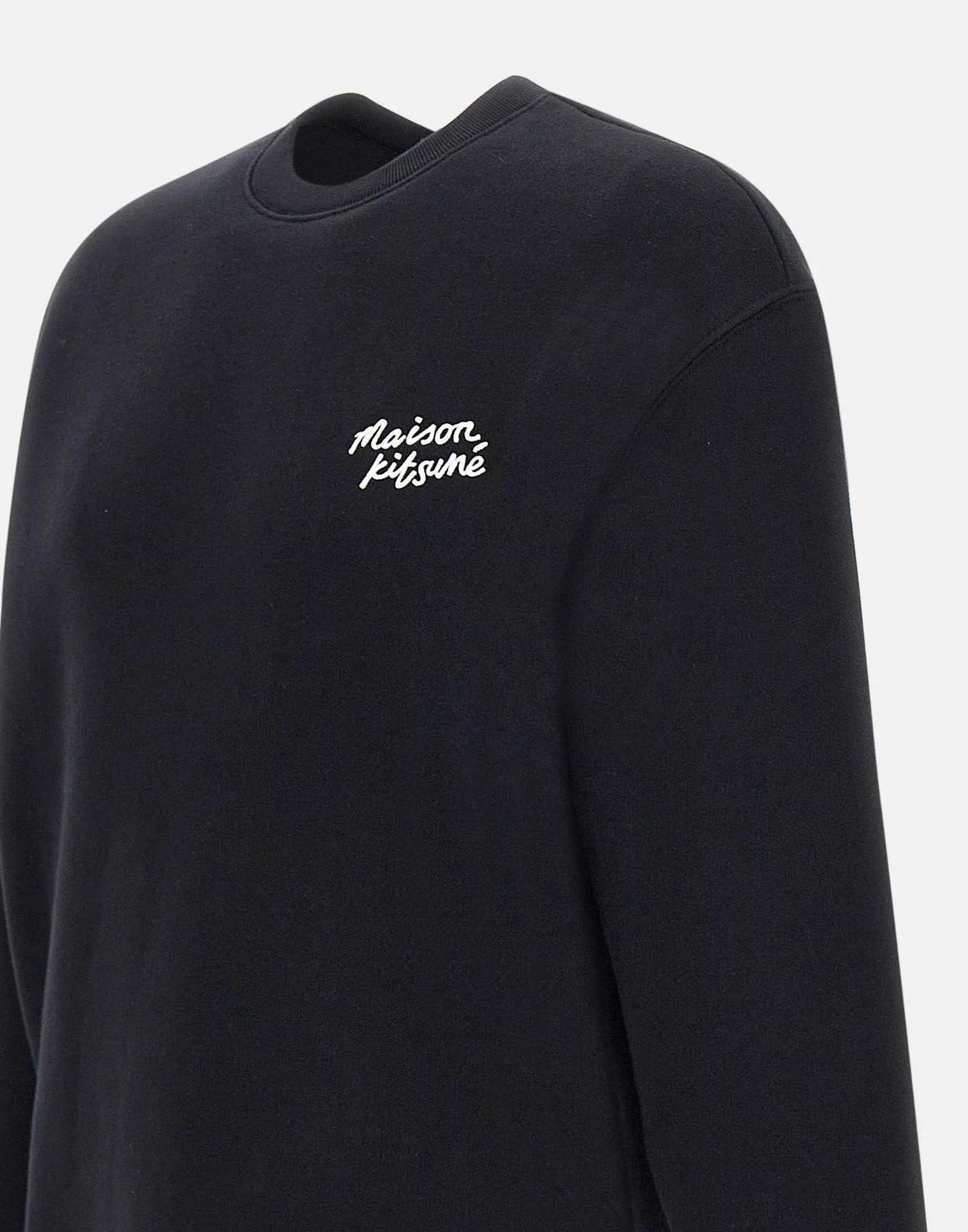 Black Cotton Crew Neck Sweatshirt
