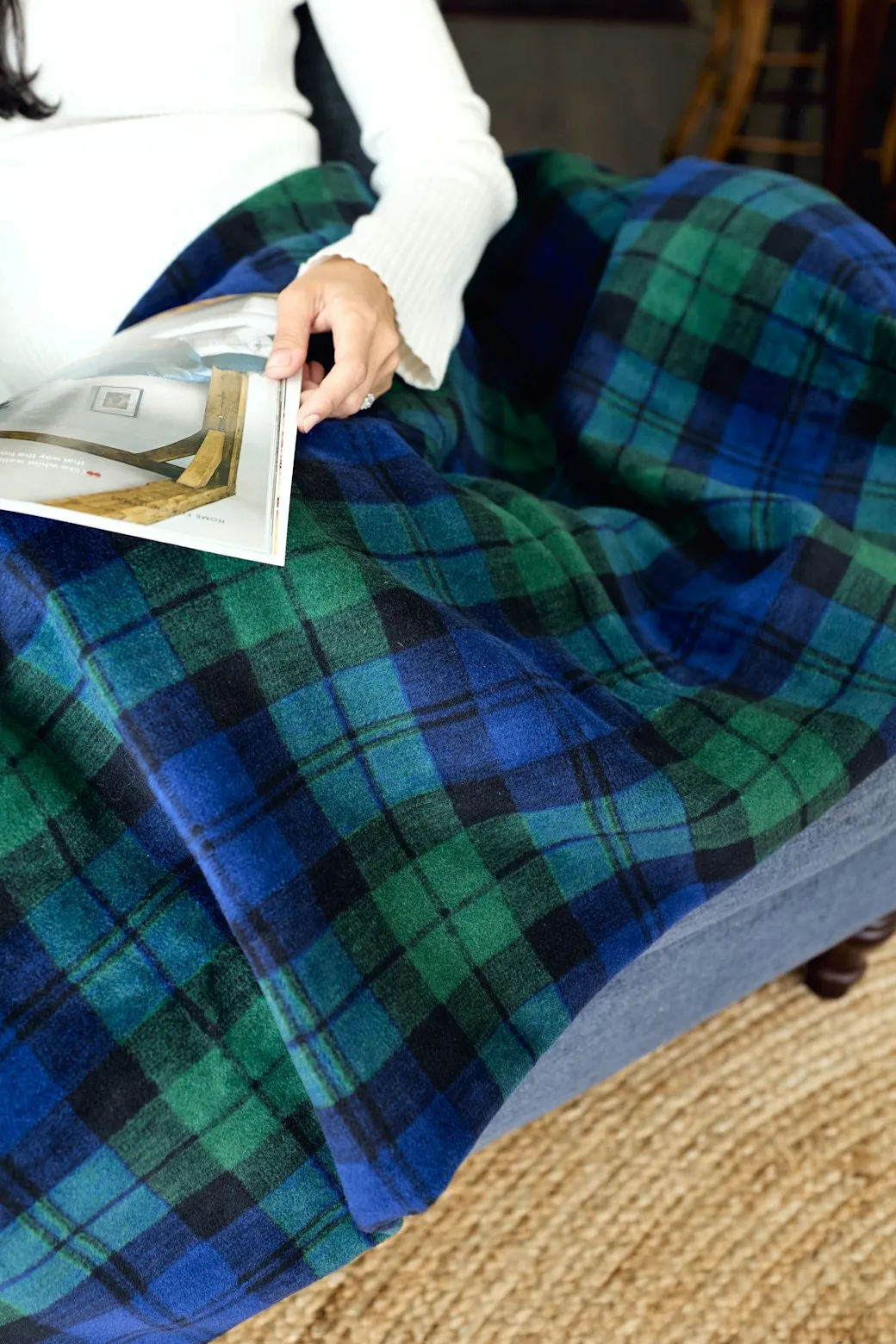 Black Watch Plaid Midi Blanket
