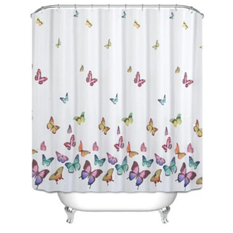 Butterflies Print Bath Curtain Waterproof/Mildew Proof Fabric Shower Curtain