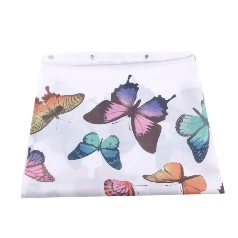 Butterflies Print Bath Curtain Waterproof/Mildew Proof Fabric Shower Curtain