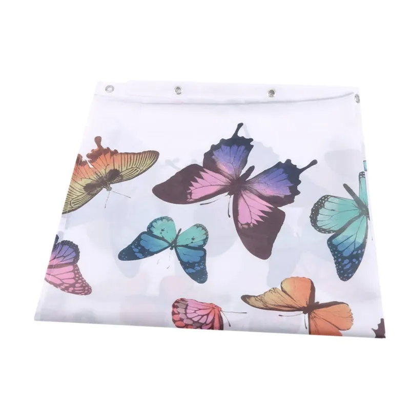 Butterflies Print Bath Curtain Waterproof/Mildew Proof Fabric Shower Curtain