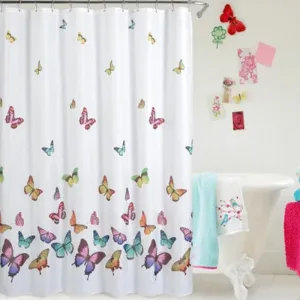 Butterflies Print Bath Curtain Waterproof/Mildew Proof Fabric Shower Curtain