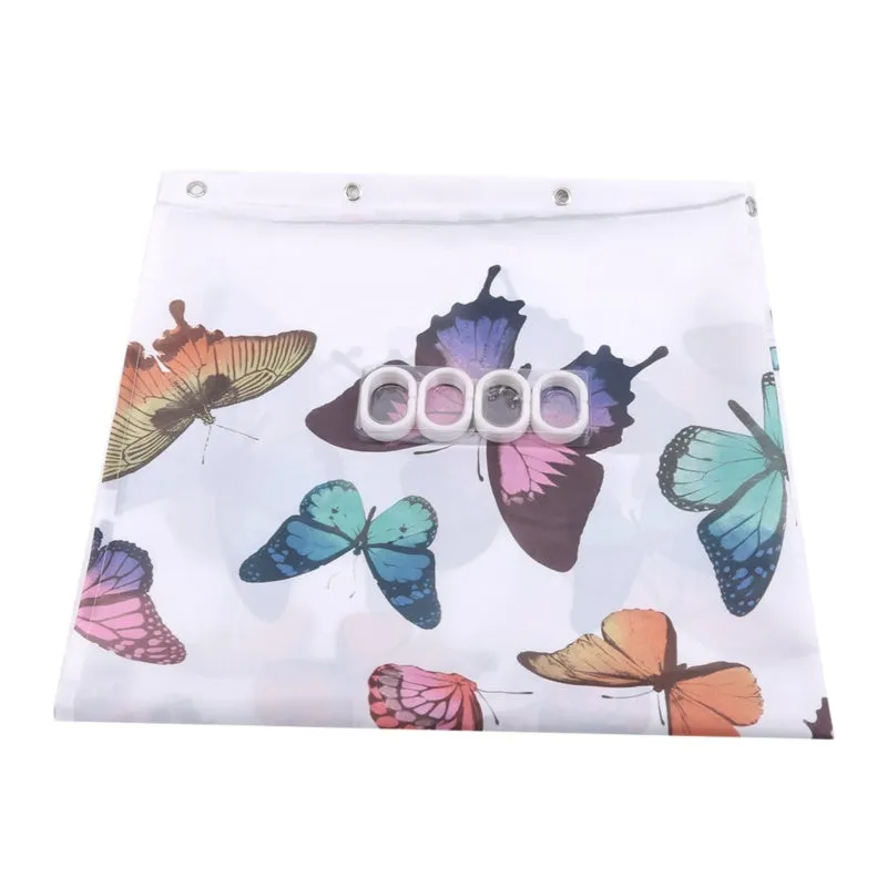 Butterflies Print Bath Curtain Waterproof/Mildew Proof Fabric Shower Curtain