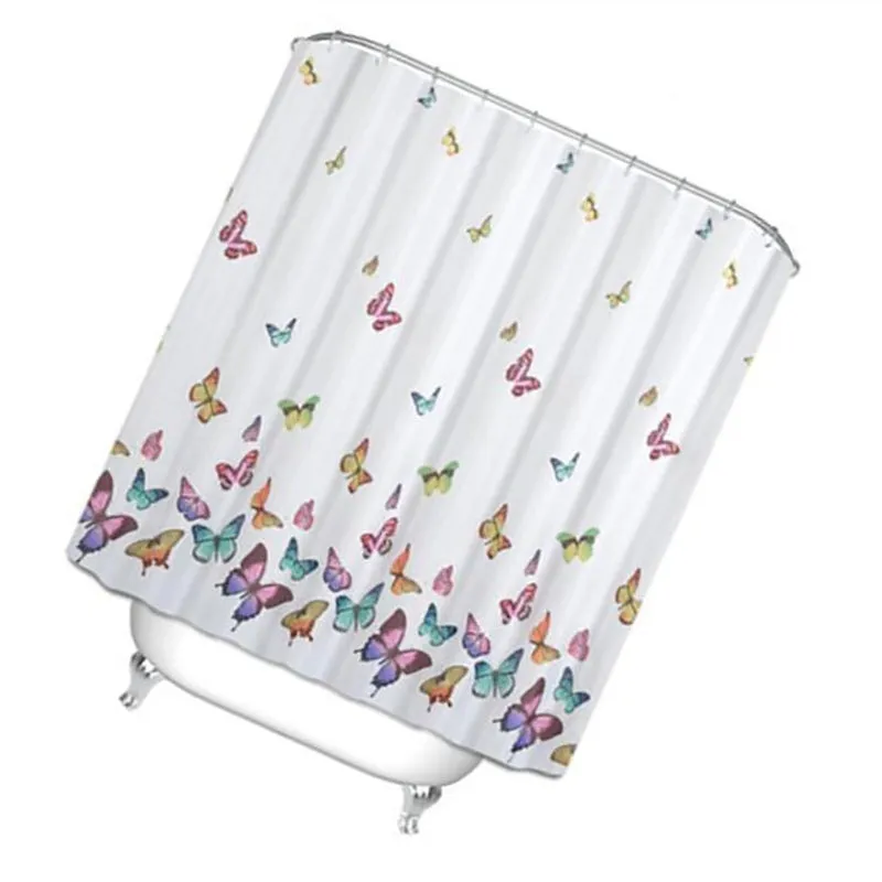 Butterflies Print Bath Curtain Waterproof/Mildew Proof Fabric Shower Curtain