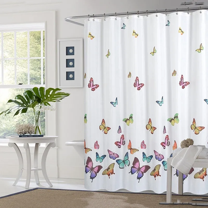 Butterflies Print Bath Curtain Waterproof/Mildew Proof Fabric Shower Curtain