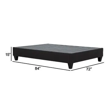 Cleo California King Bed Frame, Solid Wood, Soft Gray Linen Upholstery By Casagear Home