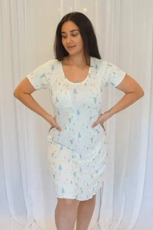 Cozy Christmas White Sleeve Night Gown