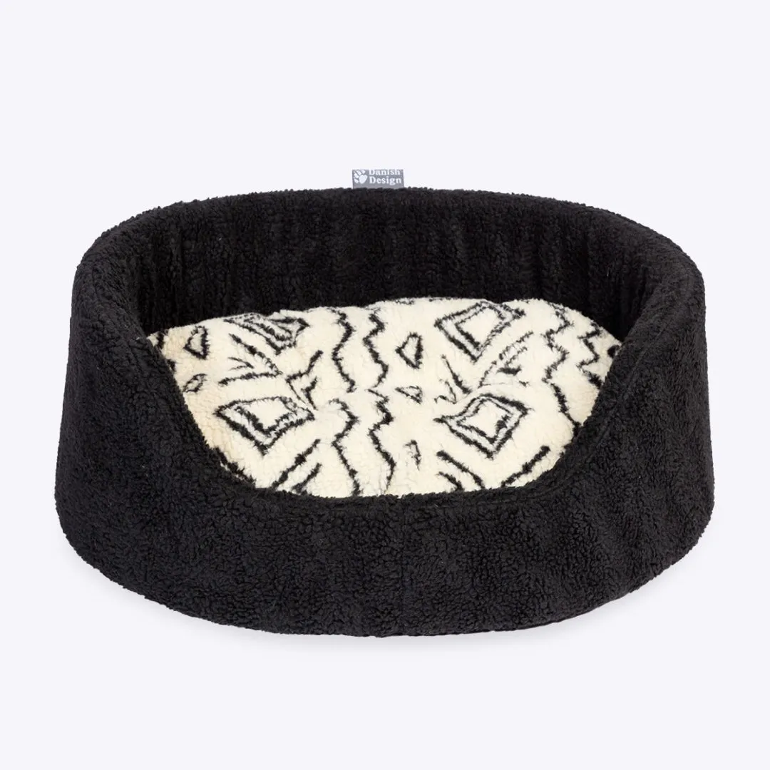 Danish Design Neutral Geometric Sherpa Fleece Slumber Dog Bed
