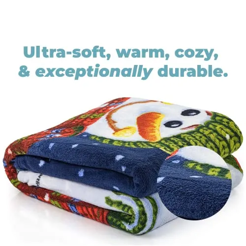 Dawhud Direct Christmas Fleece Blanket for Bed 50x60 Inch X Snowman and Lantern