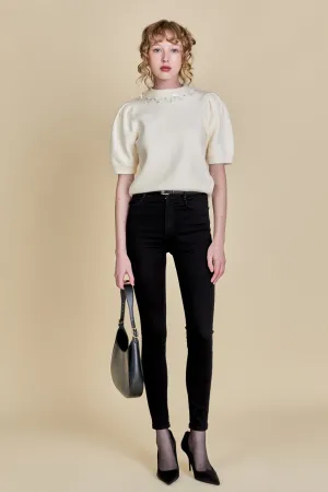 Embellishment Puff Sleeve Knit