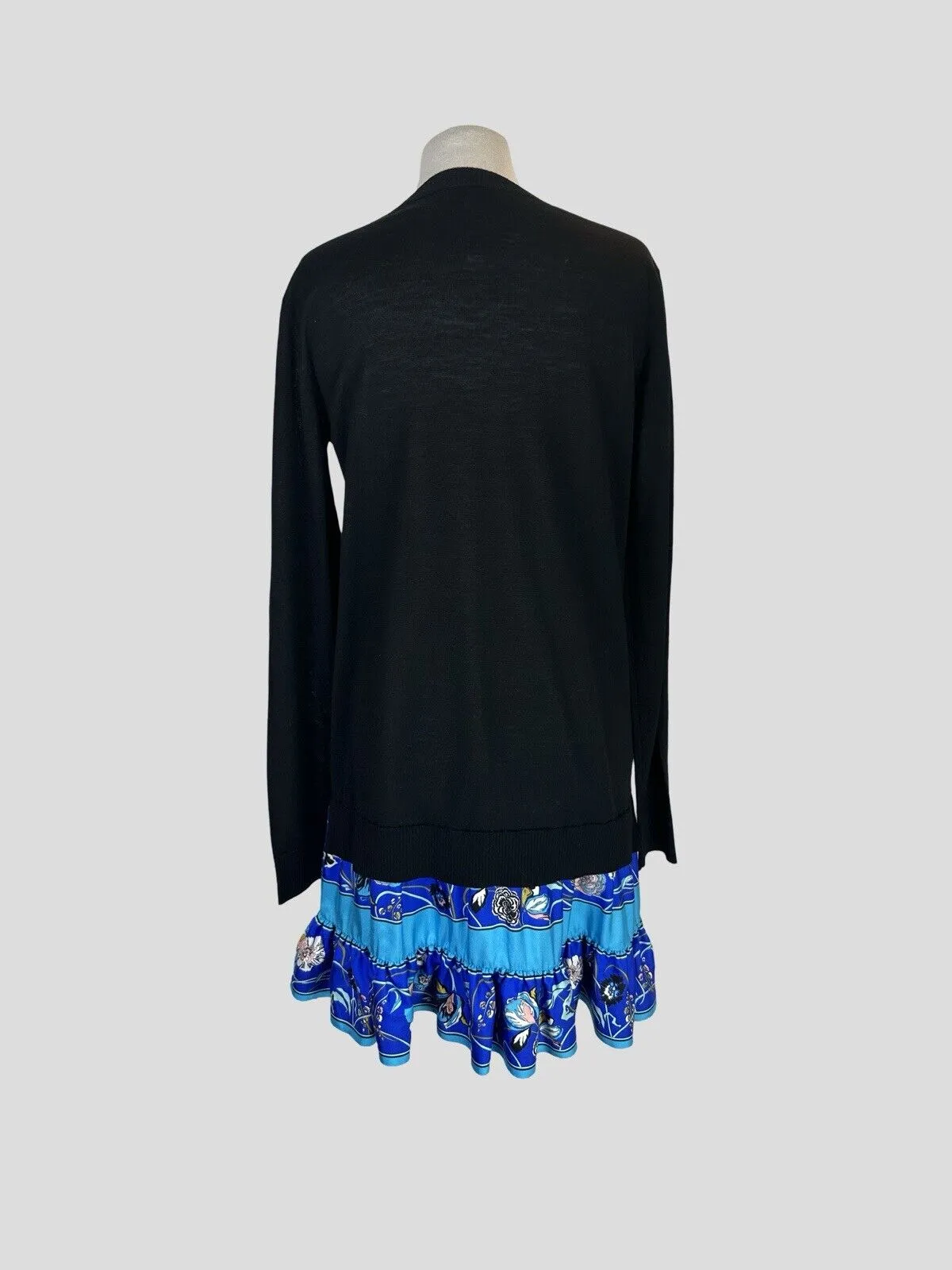 Emilio Pucci black & blue long sleeve dress size UK12/US8