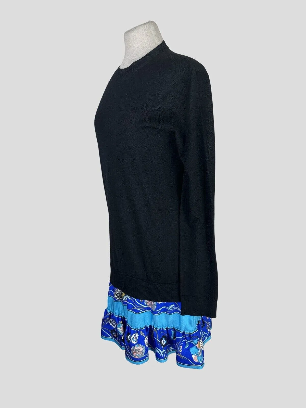 Emilio Pucci black & blue long sleeve dress size UK12/US8