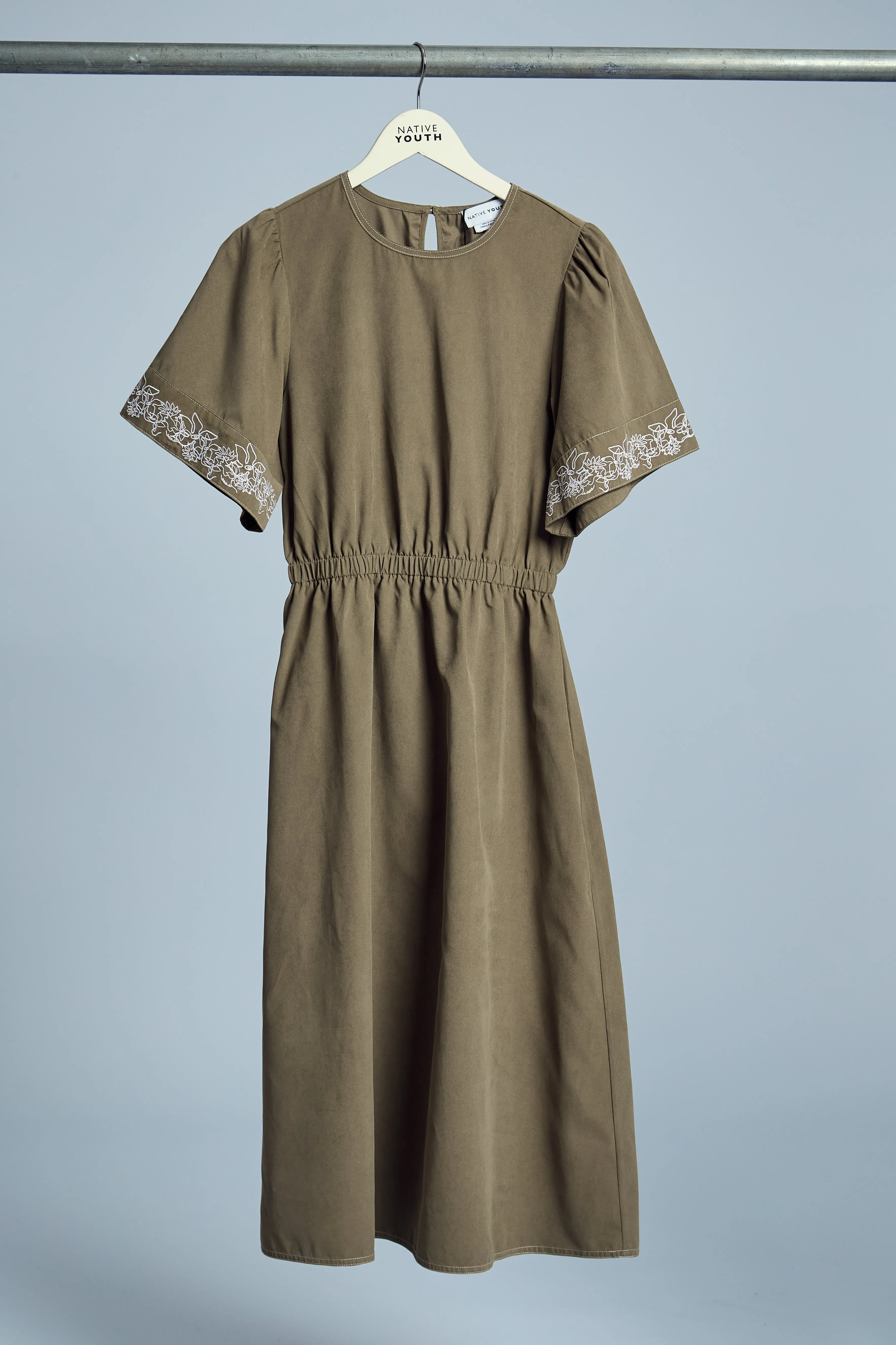 EVELYN EMBROIDERED MIDI DRESS