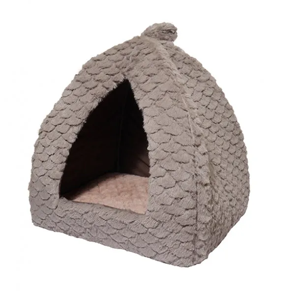 Grey & Pink Fleece Pyramid 40cm