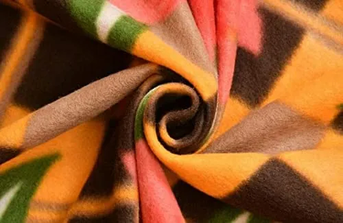 Handloomentic All Season Multipurpose Polar Fleece Double Bed Printed Assorted Multicolor Light Weight Blanket - 90 x 90 inch (2)
