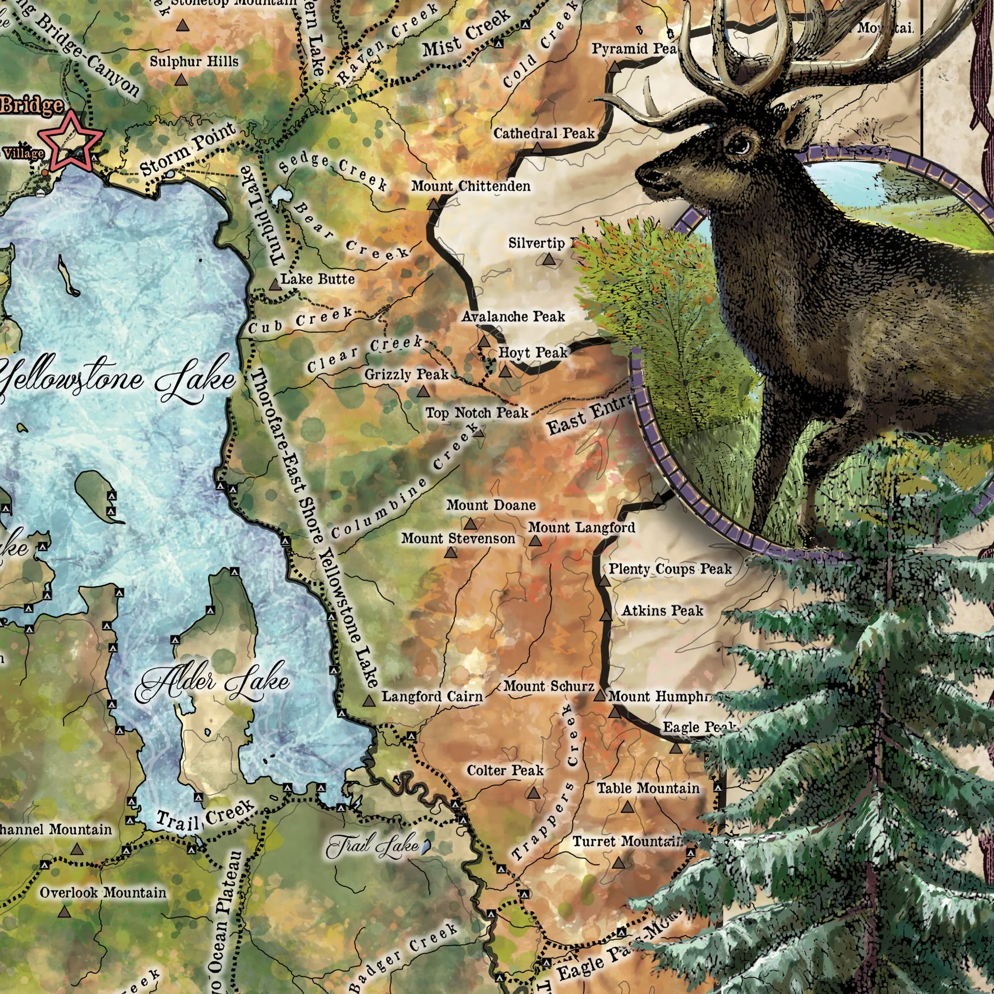 Hiking Yellowstone Wyoming and Montana Antique Map Art Blanket Throw Sherpa Fleece Blanket - Bed Sofa Couch Gift & Travel