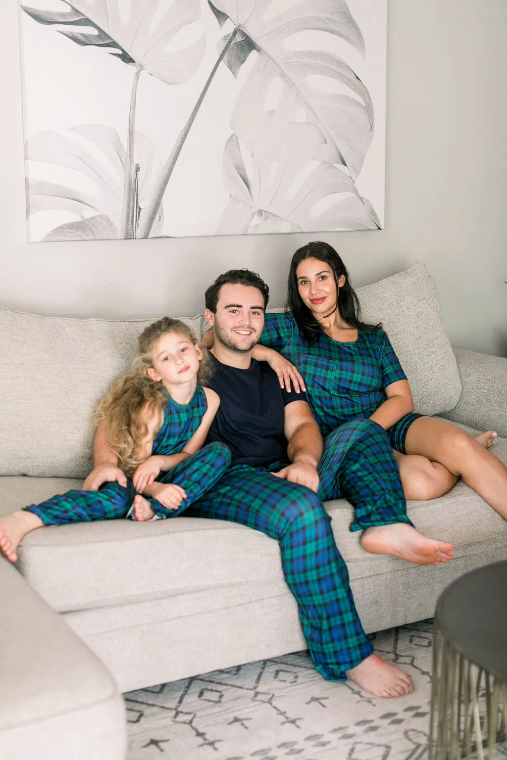 Kids Cozy Green Plaid Pajama Pants Set