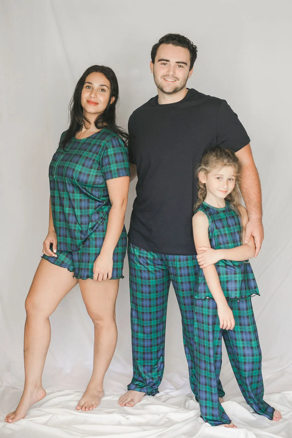 Kids Cozy Green Plaid Pajama Pants Set