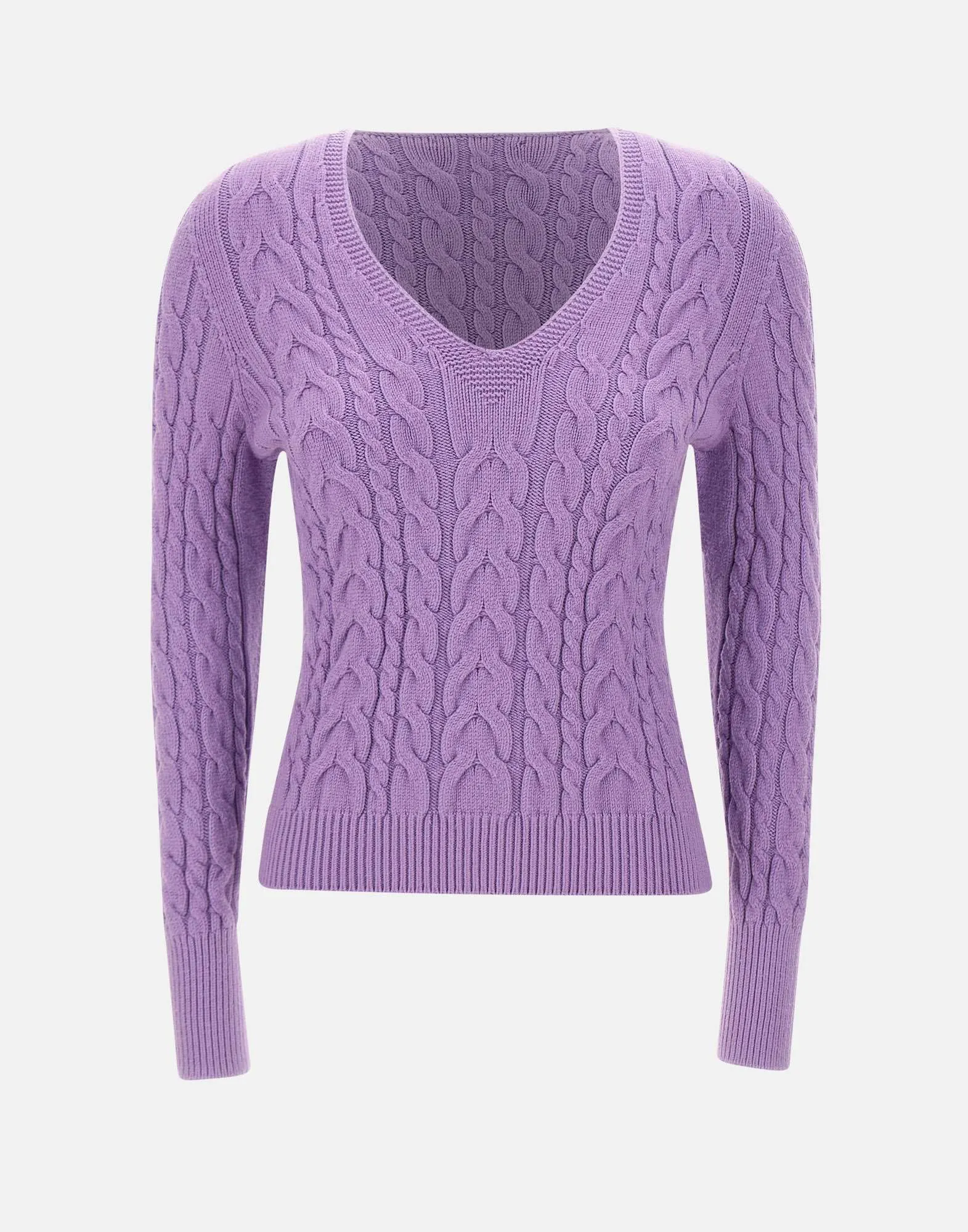 Lavender Viscose Cable Knit Sweater