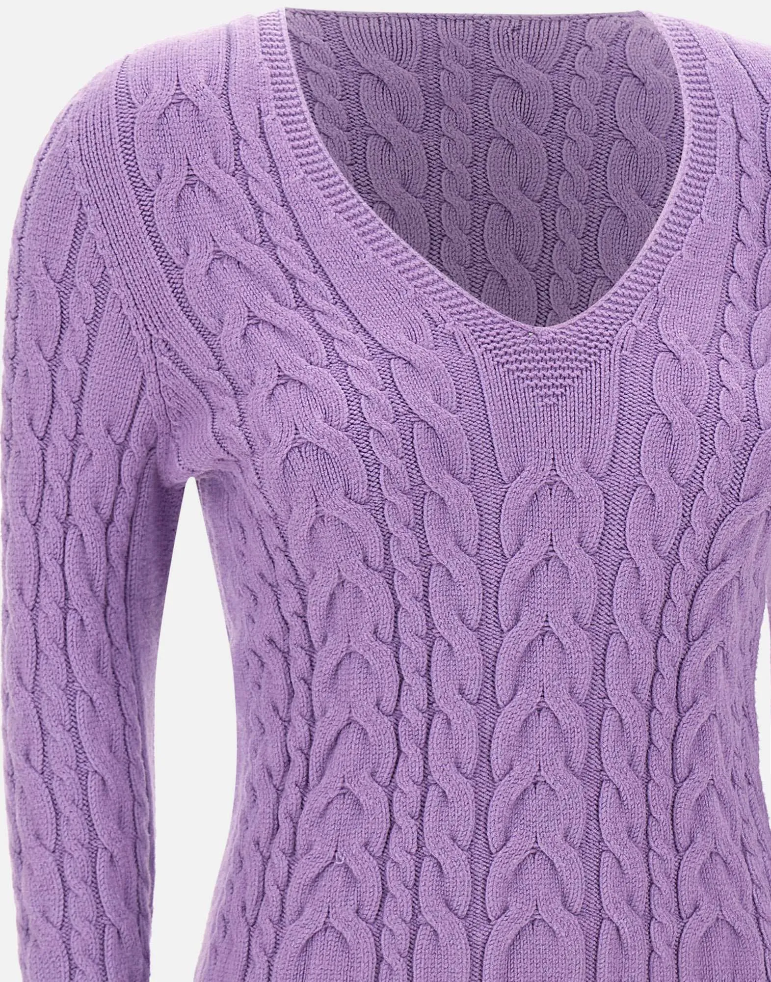 Lavender Viscose Cable Knit Sweater