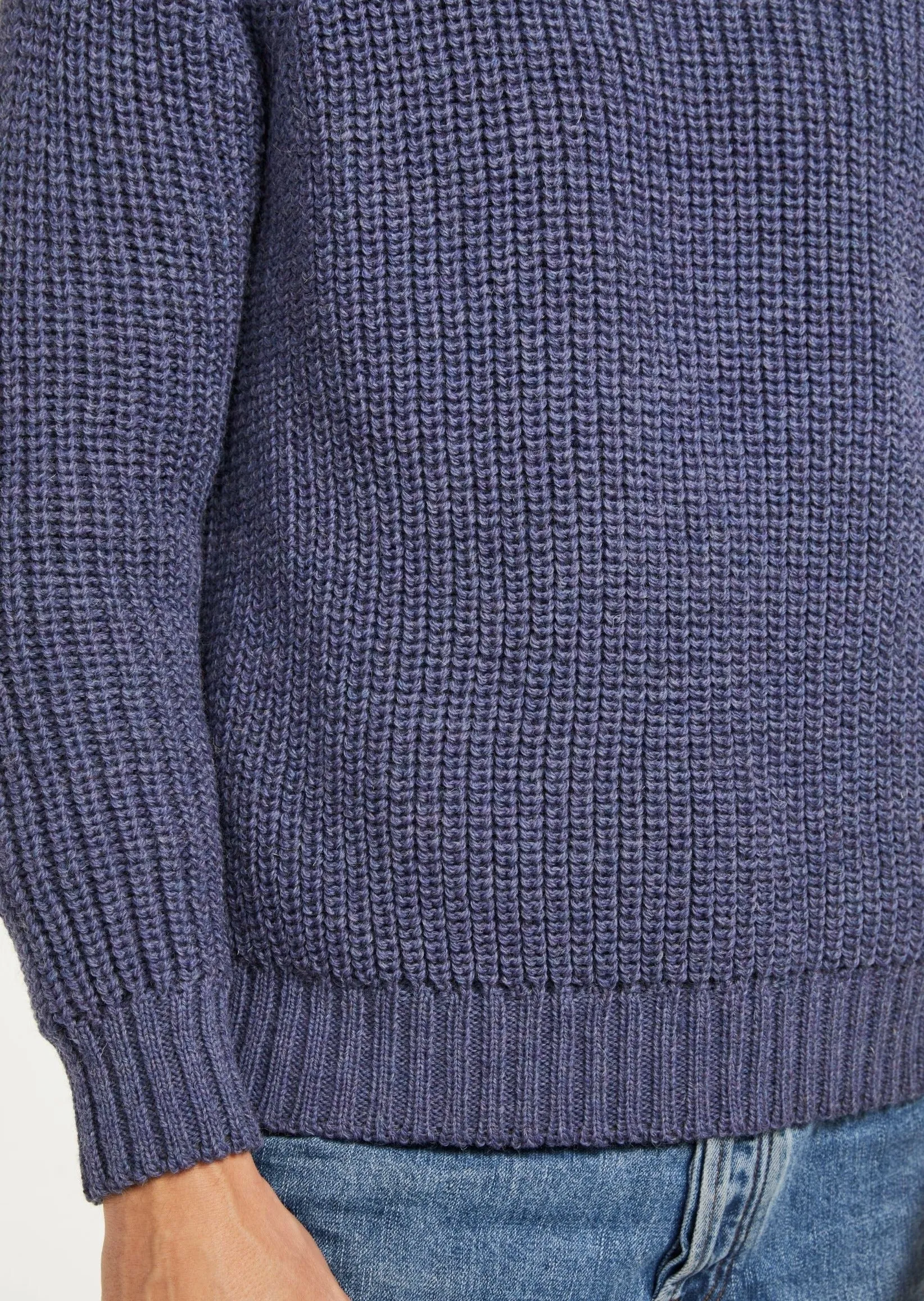 Mens Aran Fisherman Raglan Crew | Denim