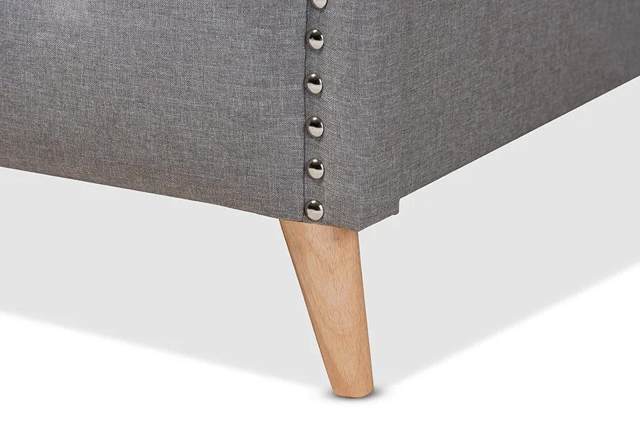Paisley Gray Fabric Upholstered and Button Tufted Platform Bed (Queen)