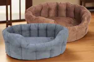 P&L Country Dog Heavy Duty Oval Faux Suede Bolster Style Dog Beds.
