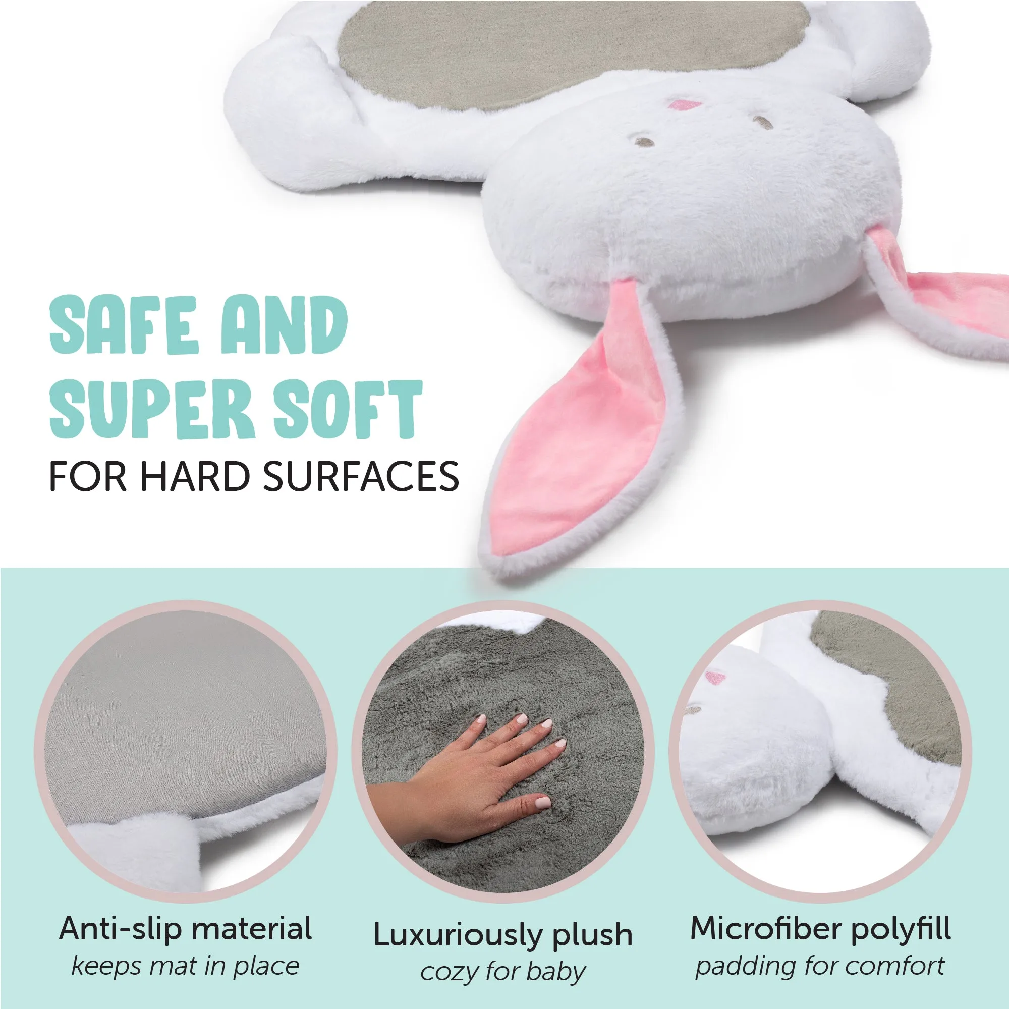 Plush Newborn Bunny Tummy Time Play Mat