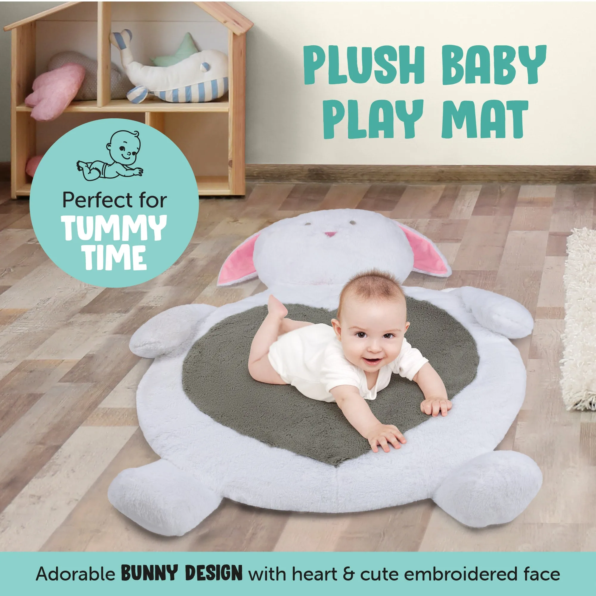 Plush Newborn Bunny Tummy Time Play Mat