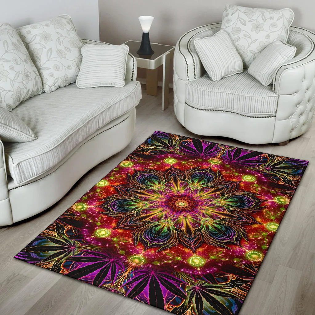 PSYCHEDELIC CANNABIS WARM MANDALA | RUG | YANTRART