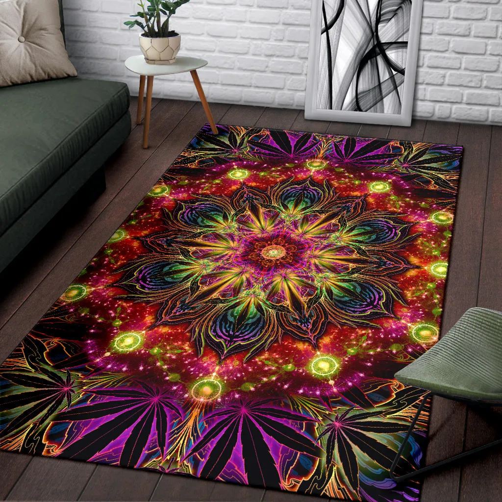 PSYCHEDELIC CANNABIS WARM MANDALA | RUG | YANTRART