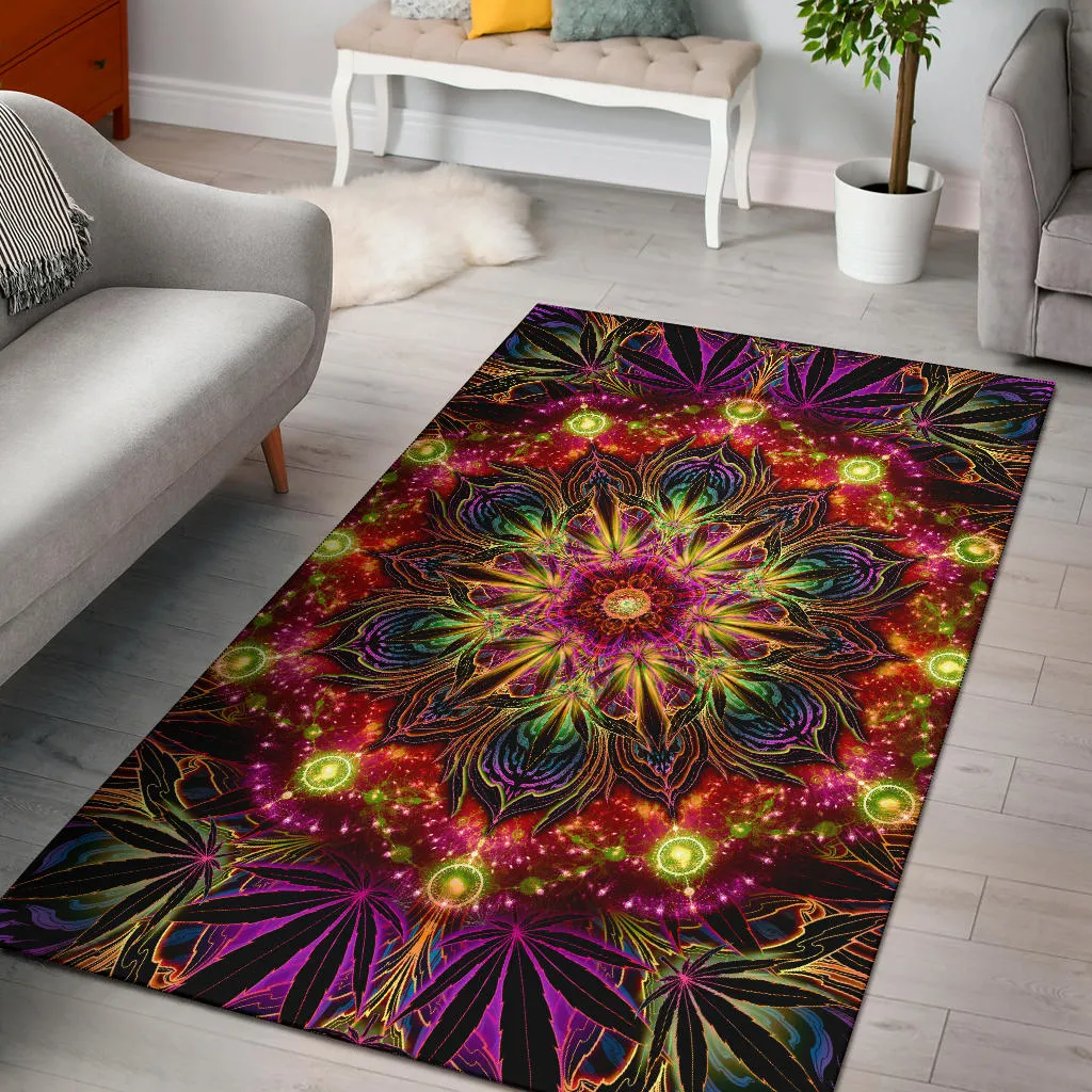 PSYCHEDELIC CANNABIS WARM MANDALA | RUG | YANTRART