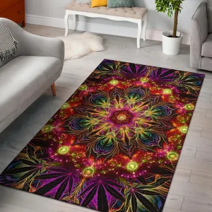 PSYCHEDELIC CANNABIS WARM MANDALA | RUG | YANTRART
