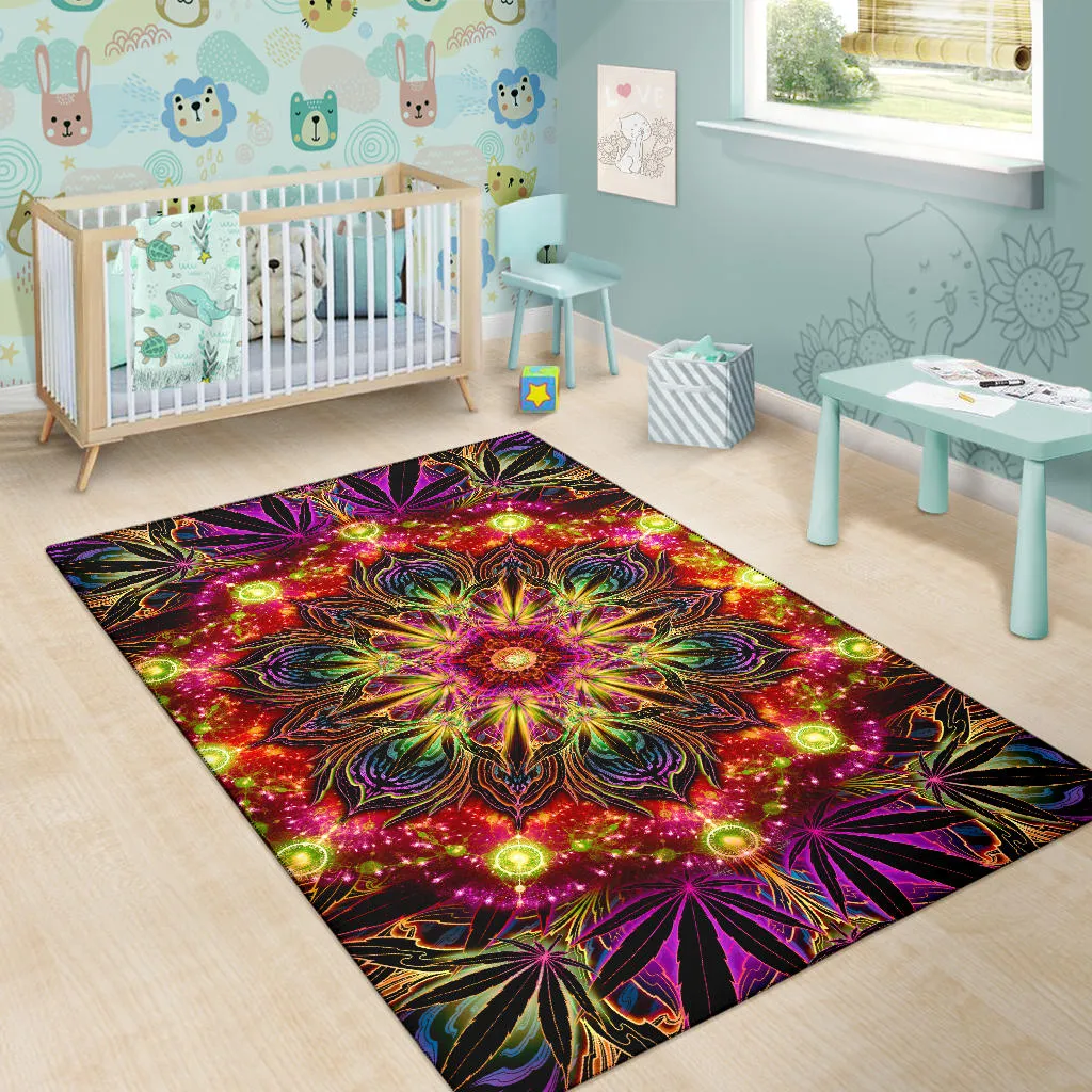 PSYCHEDELIC CANNABIS WARM MANDALA | RUG | YANTRART