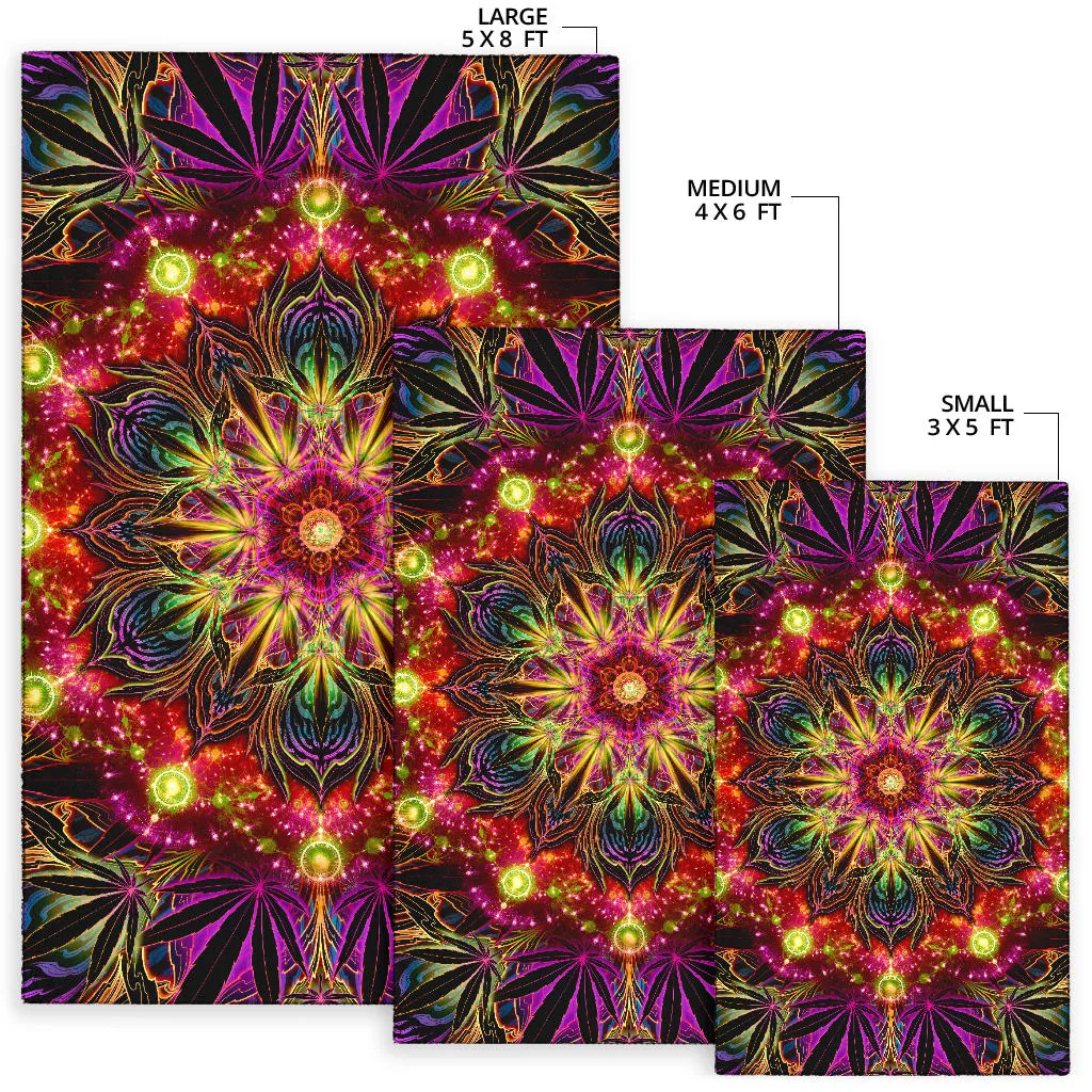 PSYCHEDELIC CANNABIS WARM MANDALA | RUG | YANTRART