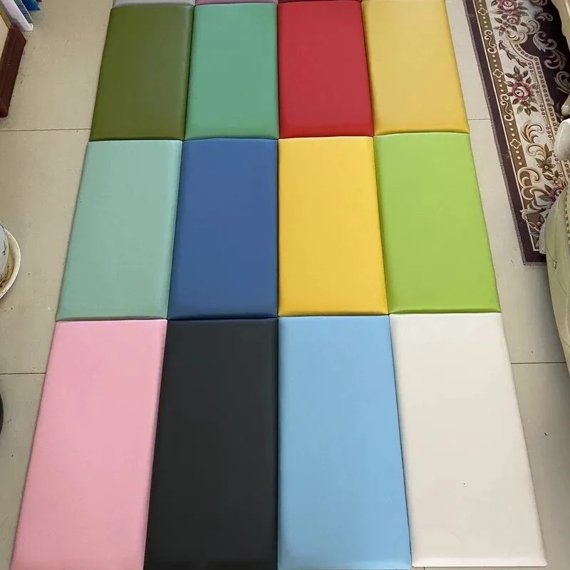 PU Soft Pack Tatami Bed Headboards Decor with 3D Wall Sticker