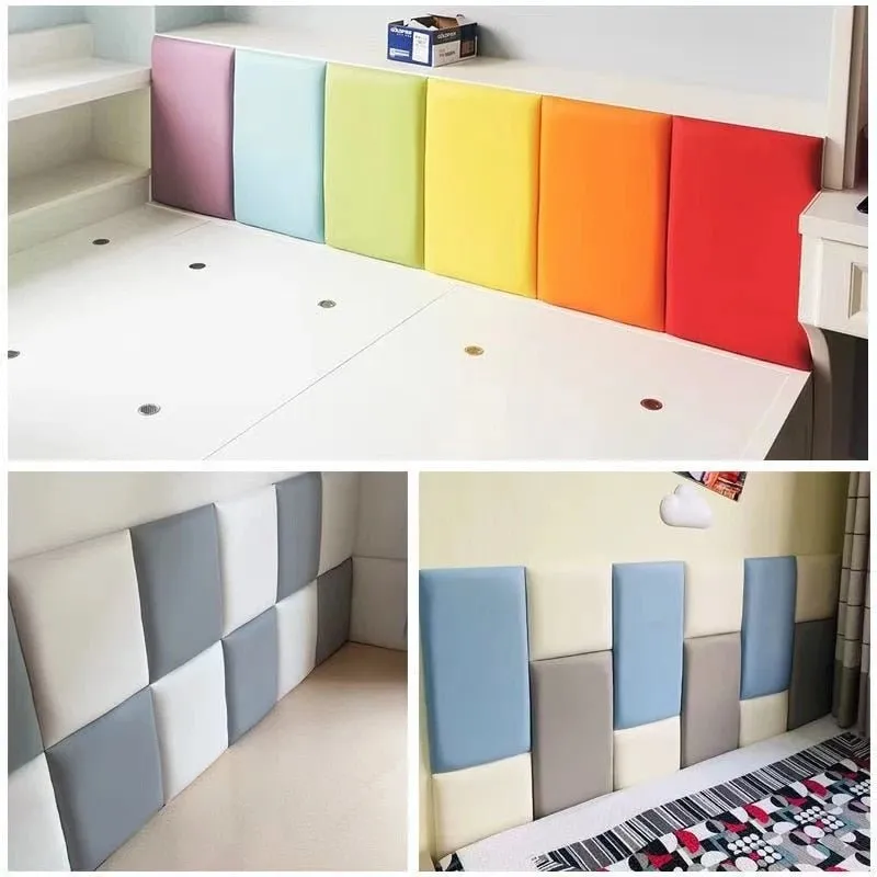 PU Soft Pack Tatami Bed Headboards Decor with 3D Wall Sticker