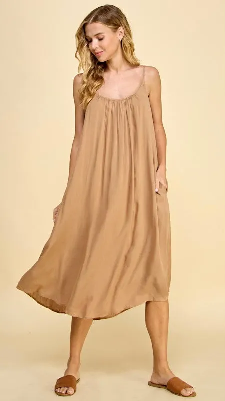 Rayon Cami Strap Midi Dress