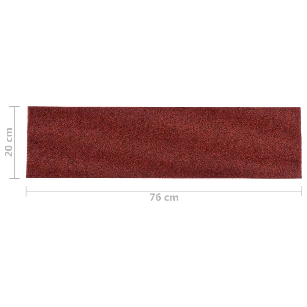 Self-adhesive Stair Mats Rectangular 15 pcs 76x20 cm Red