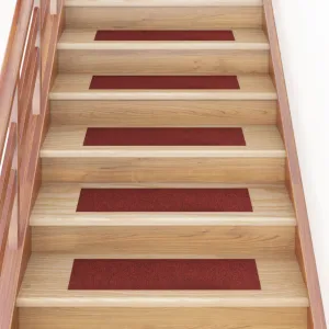 Self-adhesive Stair Mats Rectangular 15 pcs 76x20 cm Red