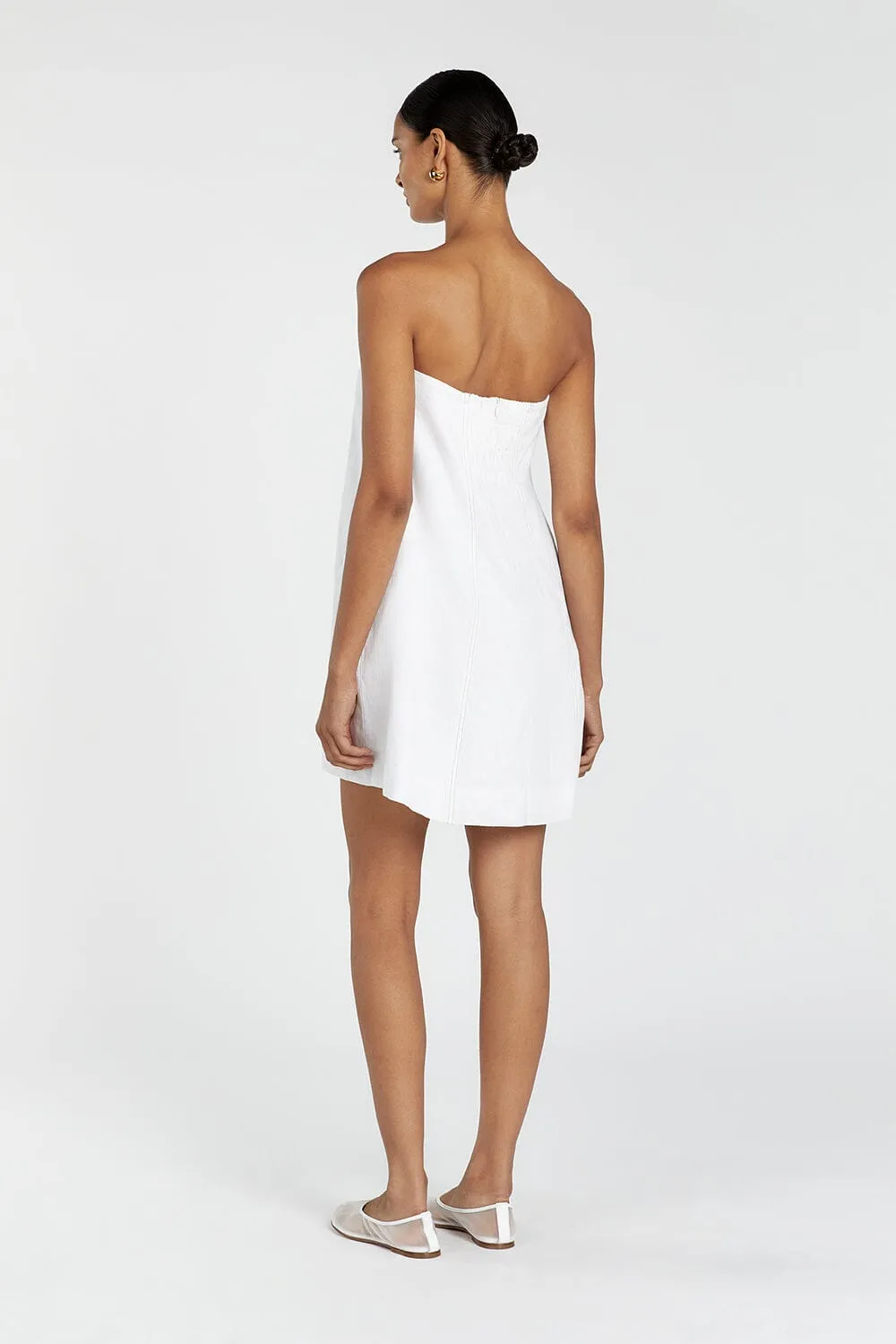 SIMONA WHITE LINEN MINI DRESS