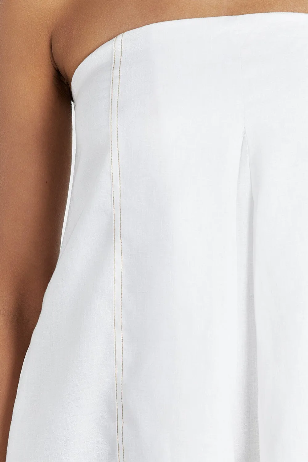 SIMONA WHITE LINEN MINI DRESS